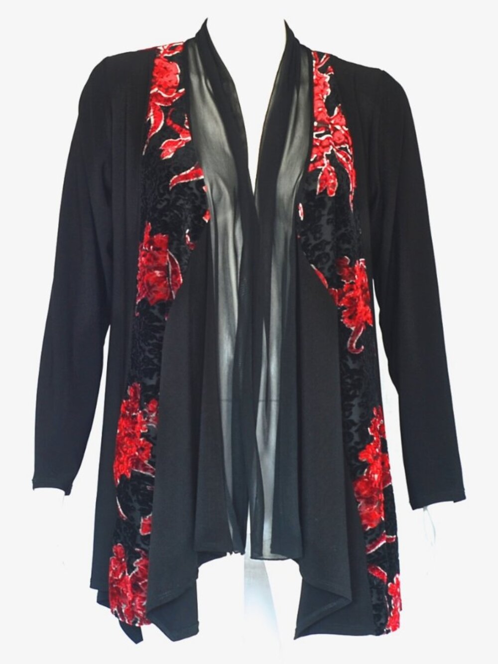 L'Atelier Evening Jacket With Embossed Red Flowers - Canada